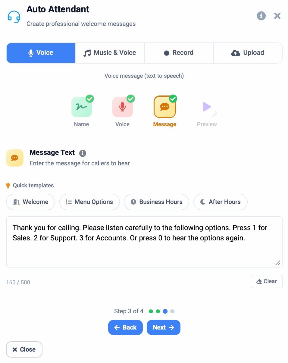 Audio Suite Pro &ndash; Auto Attendant message builder