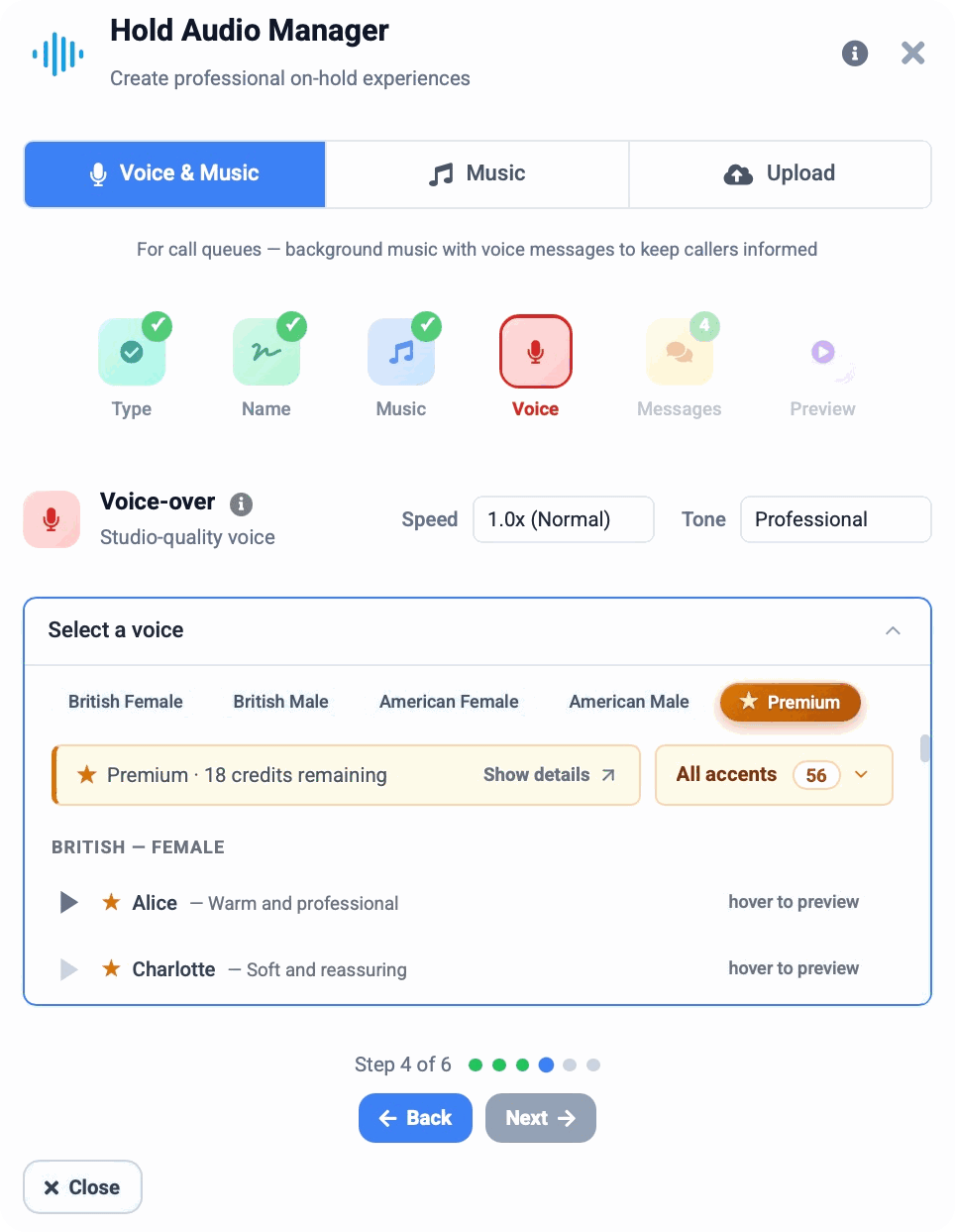 Audio Suite Pro &ndash; voice selection with speed, tone and ducking