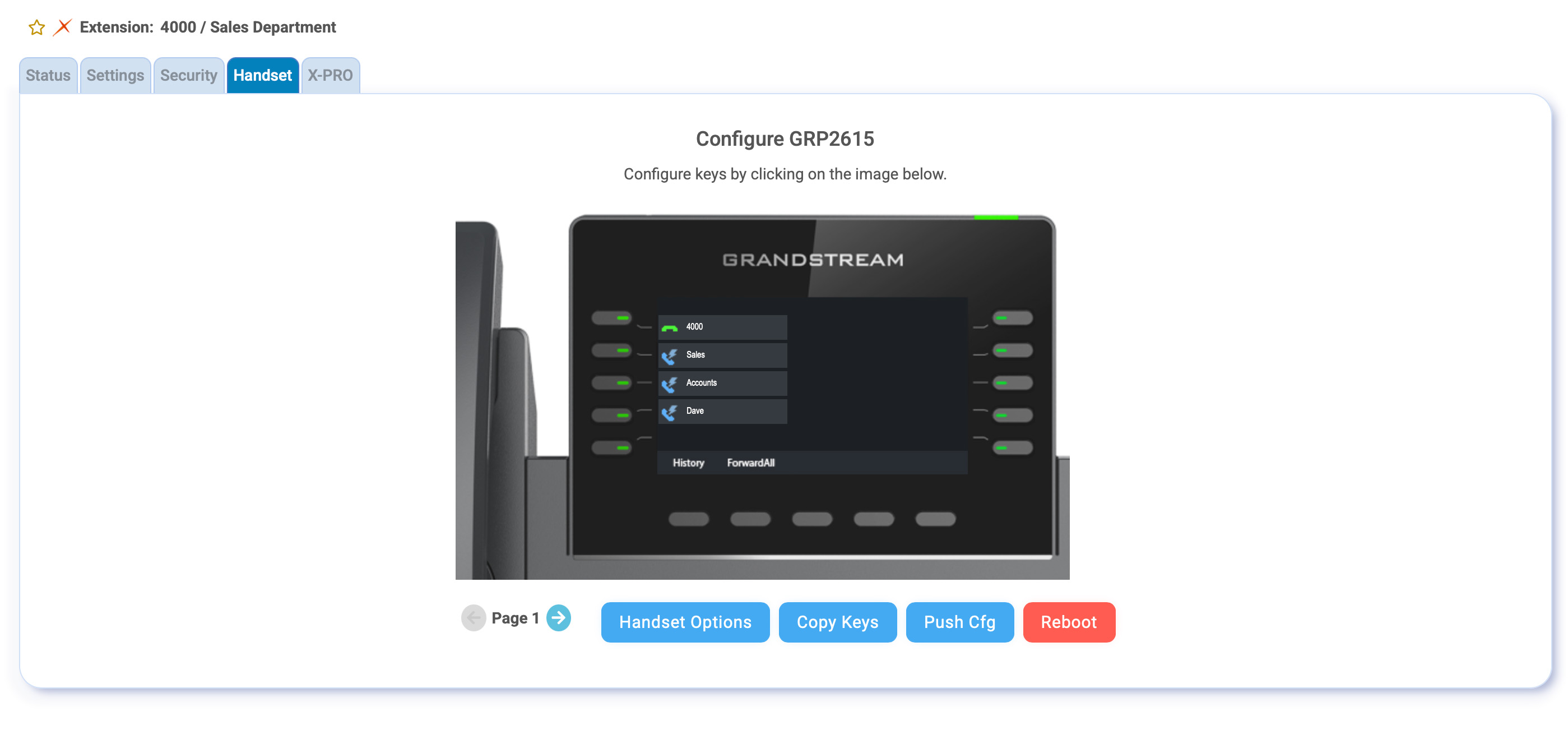 Zeus handset configuration